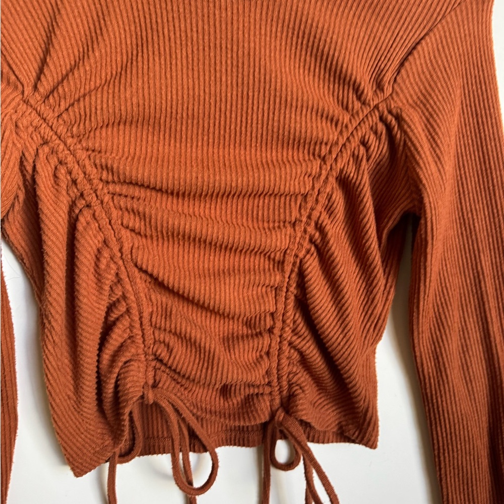 Rust Ribbed Long Sleeve Top - Picture 4 of 14